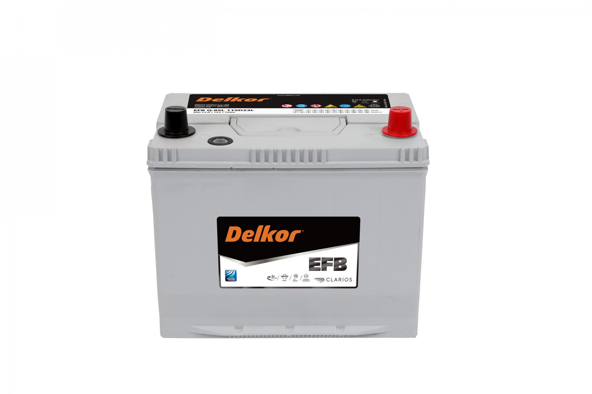 แบตเตอรี่ Delkor EFB Q85L (EFB-Enhanced Flooded Battery Type) 12V 70Ah